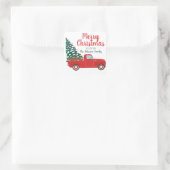 Merry kerst Little Red Pickup Truck Pine Tree Vierkante Sticker (Tas)