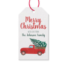 Merry kerst Little Red Pickup Truck Tree