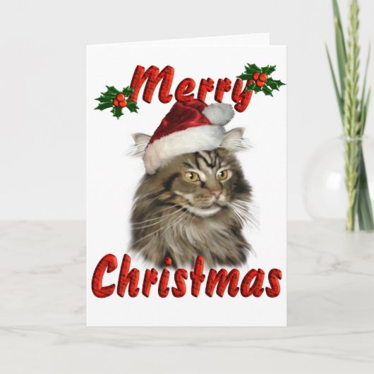 Merry kerst Maine Coon Cat Feestdagen Kaart (Voorkant)