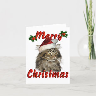 Merry kerst Maine Coon Cat Feestdagen Kaart