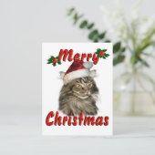 Merry kerst Maine Coon Cat Feestdagenkaart (Staand voorkant)