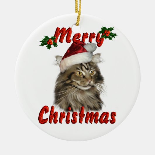 Merry kerst Maine Coon Cat Keramisch Ornament (Voorkant)