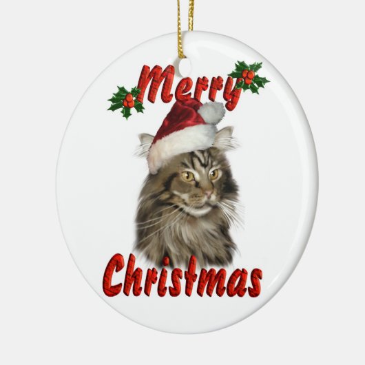 Merry kerst Maine Coon Cat Keramisch Ornament (Links)