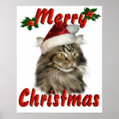 Merry kerst Maine Coon Cat Poster (Voorkant)