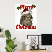 Merry kerst Maine Coon Cat Poster (Thuiskantoor)