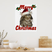 Merry kerst Maine Coon Cat Poster (Keuken)
