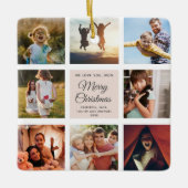 Merry kerst mam Chic Blush Roze foto Collage Keramisch Ornament (Voorkant)