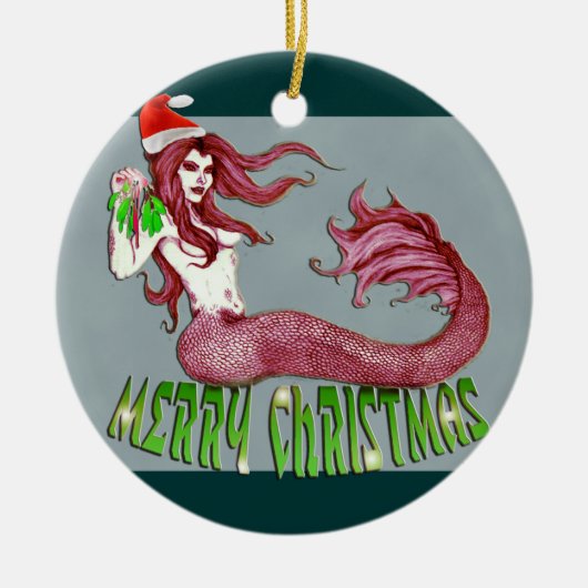 Merry kerst Mermaid Ornament (Voorkant)