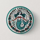 Merry kerst Mermaid Ronde Button 5,7 Cm (Voorkant)