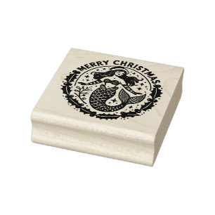 Merry kerst Mermaid Rubberstempel