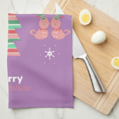 Merry kerst met kerstbomen Kat Pattern Kitchen Tow Theedoek (Quarter Fold)