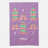 Merry kerst met kerstbomen Kat Pattern Kitchen Tow Theedoek (Verticaal)