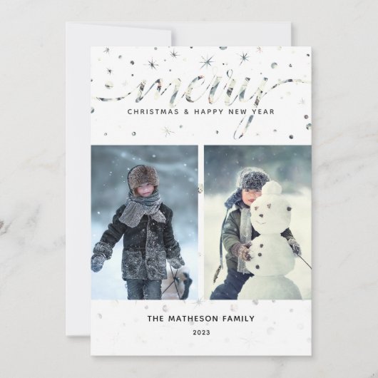 MERRY-kerst met kleurenmatchende typografie Feestdagenkaart (Voorkant)