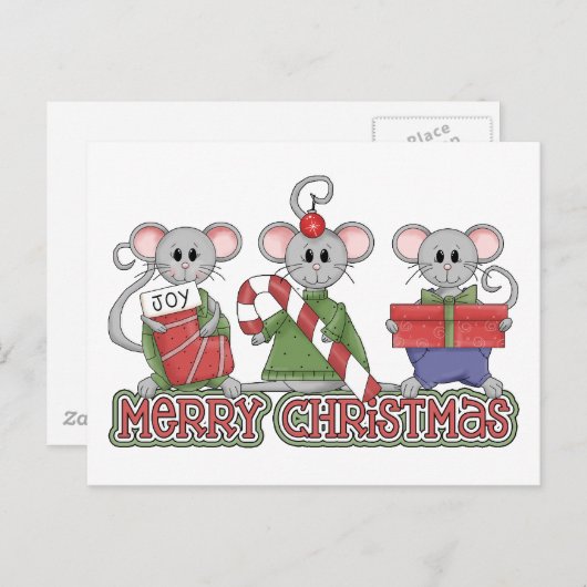 Merry kerst Mice Feestdagenkaart (Voorkant / Achterkant)