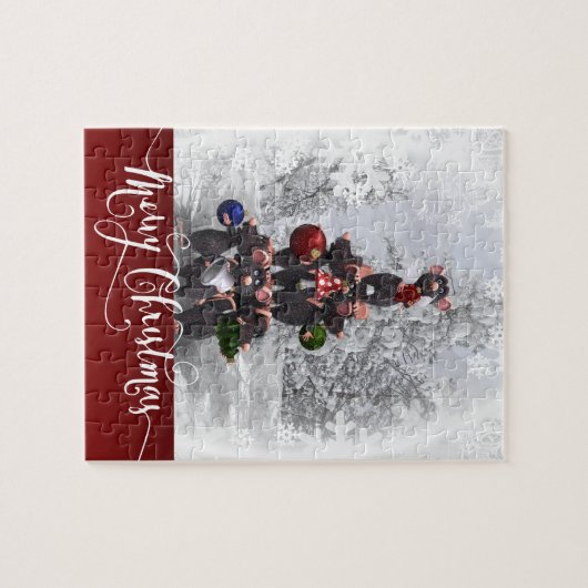 Merry kerst Mice Legpuzzel (Horizontaal)