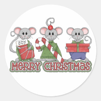 Merry kerst Mice Ronde Sticker