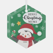 Merry kerst Mimi Penguin Glas Ornament (Voorkant)