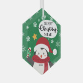 Merry kerst Mimi Penguin Glas Ornament (Voorkant Rechts)