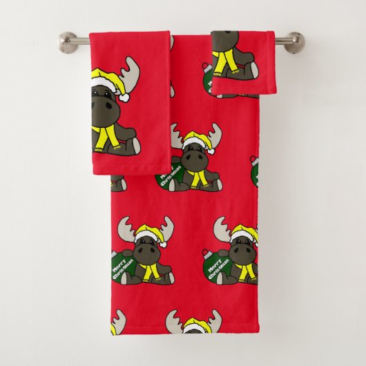 Merry kerst Moose Bad Handdoek (Insitu)