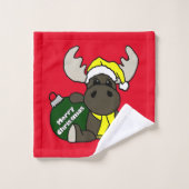 Merry kerst Moose Bad Handdoek (Wasdoekje)