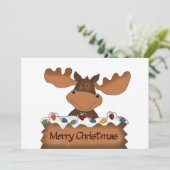 Merry kerst Moose Feestdagenkaart (Staand voorkant)