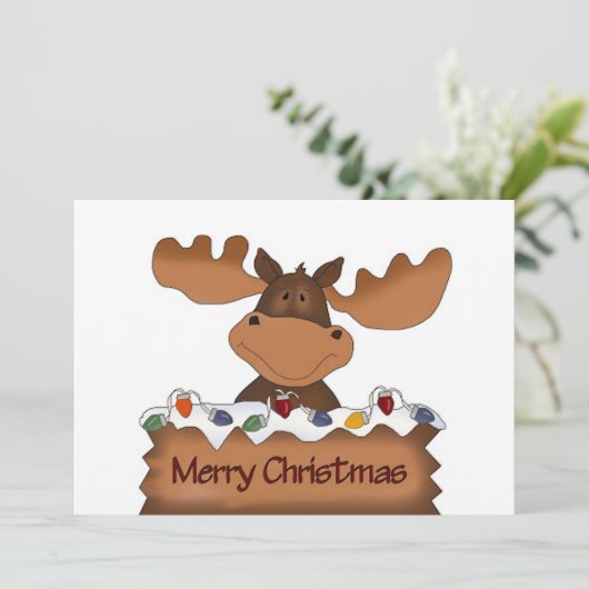 Merry kerst Moose Feestdagenkaart (Staand voorkant)