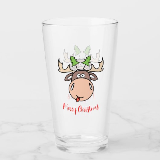 Merry kerst Moose Glass Glas (Voorkant)