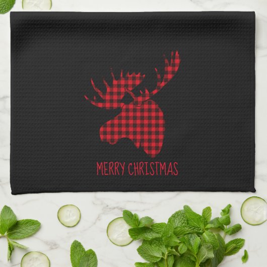 Merry kerst Moose Kitchen Towel Theedoek (Gevouwen)