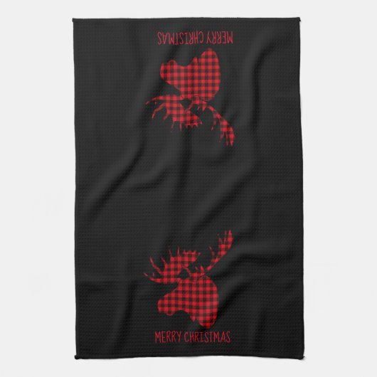 Merry kerst Moose Kitchen Towel Theedoek (Verticaal)