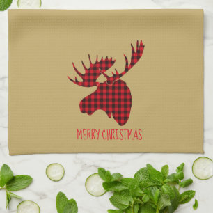 Merry kerst Moose Kitchen Towel Theedoek