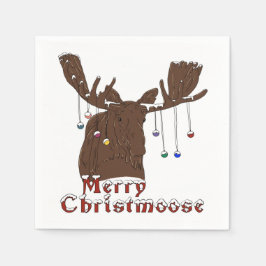 Merry kerst Moose Napkins Servet