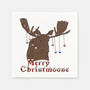 Merry kerst Moose Napkins Servet