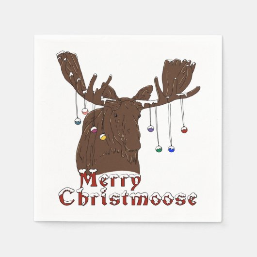 Merry kerst Moose Napkins Servet (Voorkant)