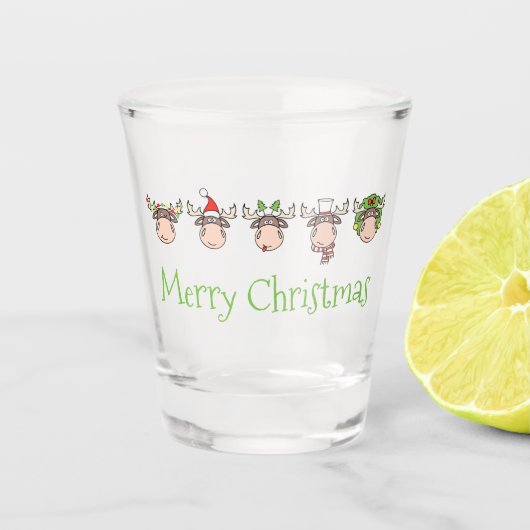Merry kerst Moose Shot Glass Glas (Voorkant)