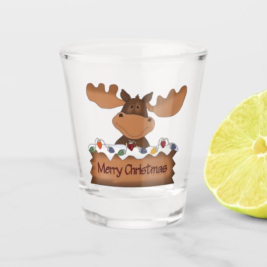 Merry kerst Moose Shot Glass Shot Glas (Voorkant)