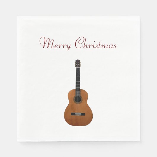 Merry kerst Musical Guitar Red Typografie Servet (Voorkant)