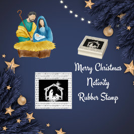 Merry kerst natitivity-scène rubberstempel