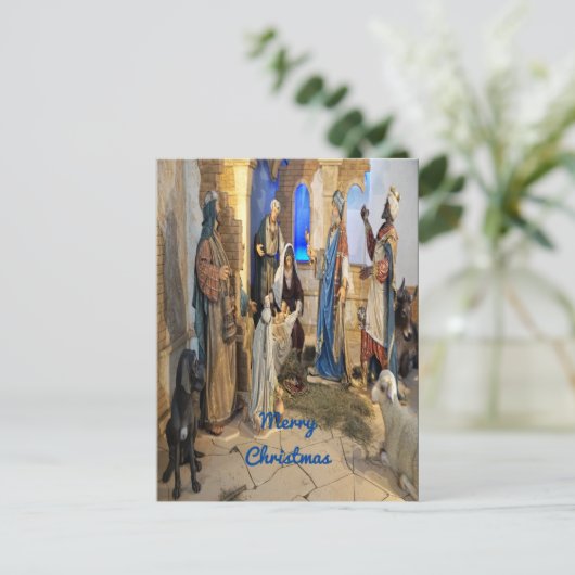 Merry kerst Nativiteitsscène Briefkaart (Staand voorkant)