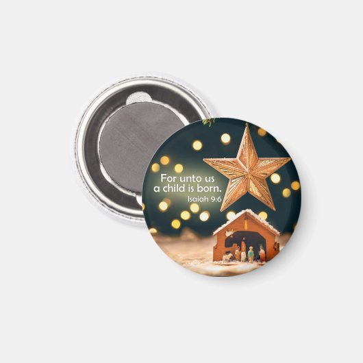 Merry-kerst-nativiteitsscène onder ster magneet (Voorkant / Achterkant)