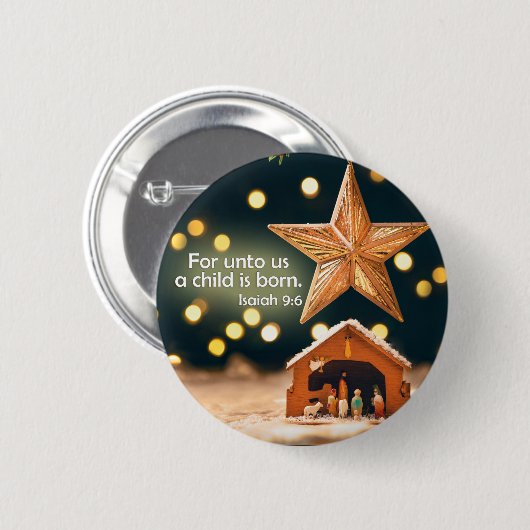Merry-kerst-nativiteitsscène onder ster ronde button 5,7 cm (Voorkant /achterkant)