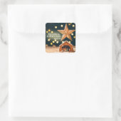 Merry-kerst-nativiteitsscène onder ster vierkante sticker (Tas)