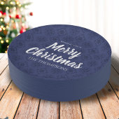 Merry kerst Navy Blue Simple Snowflake Pattern Papieren Bordje