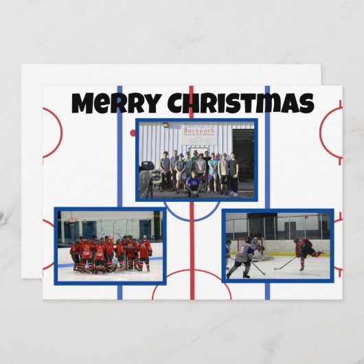 Merry-kerst-ockey roze platte kaart (Voorkant / Achterkant)