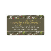 Merry kerst Olive Gold legant Script Address Etiket (Voorkant)
