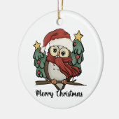 Merry kerst - orwl Santa Hat Retro Keramisch Ornament (Links)