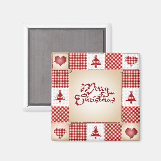 Merry kerst Patchwork Magneet (Voorkant / Achterkant)