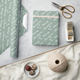 Merry kerst Pattern Sage Green Cadeaupapier