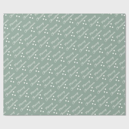 Merry kerst Pattern Sage Green Cadeaupapier (Vlak)