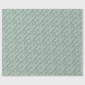Merry kerst Pattern Sage Green Cadeaupapier (Vlak)