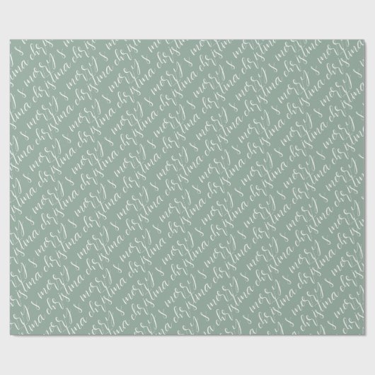 Merry kerst Pattern Sage Green Cadeaupapier (Vlak)
